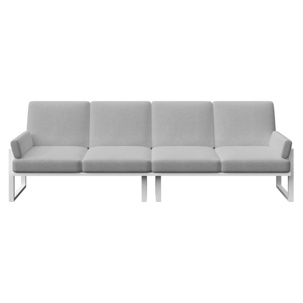 Canapé 4 places gris clair - cadre blanc