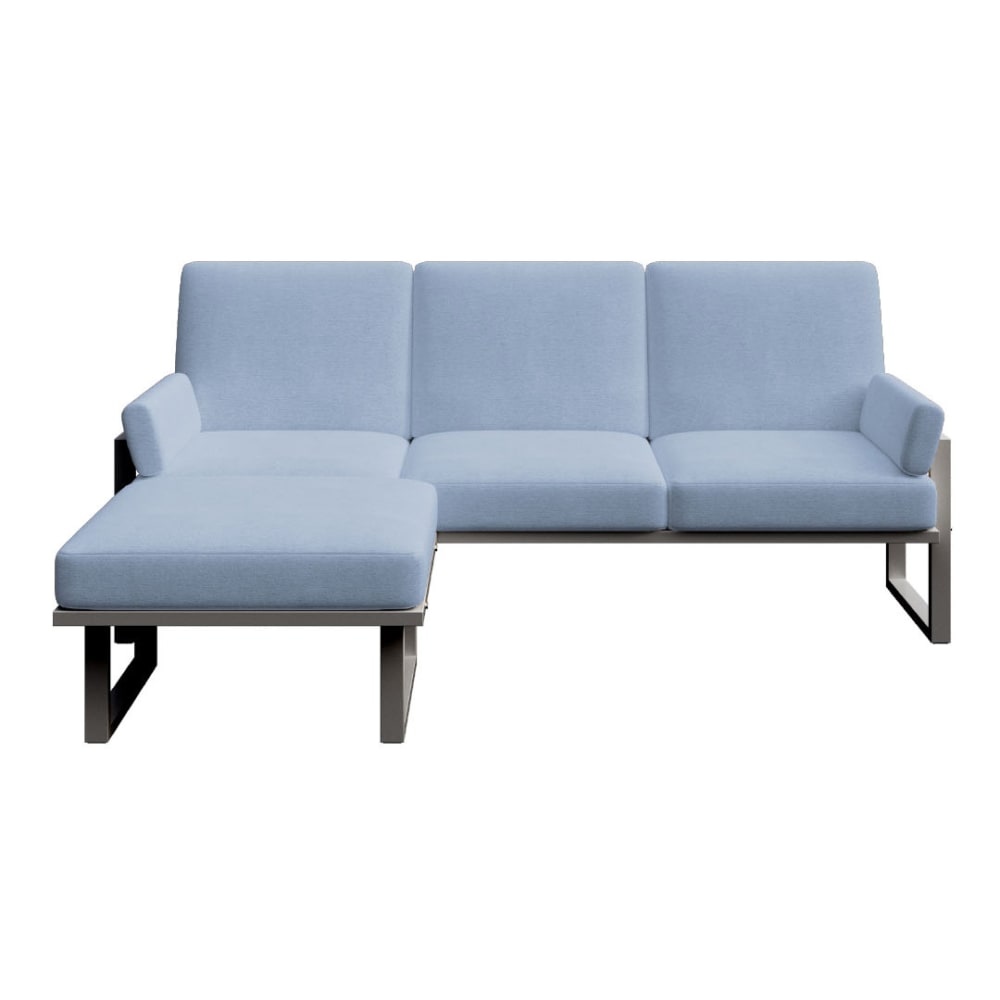 Canapé d'angle bleu clair - cadre anthracite