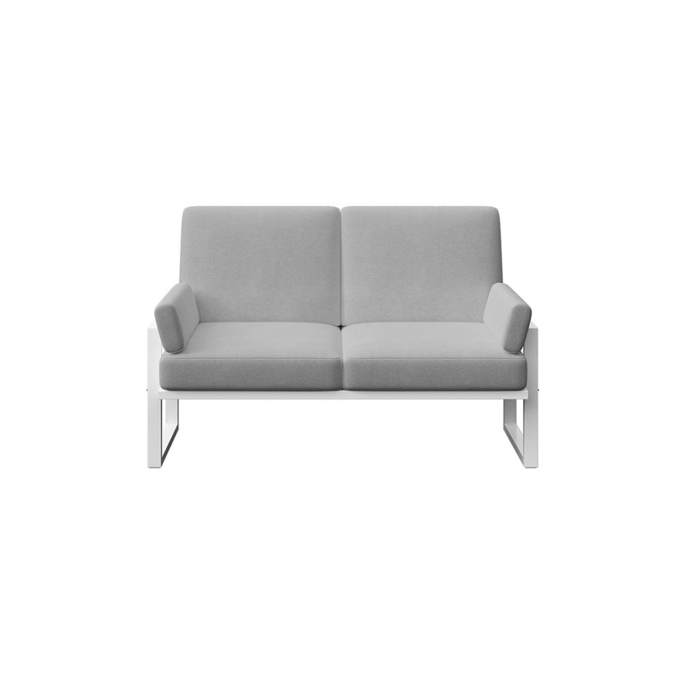 Canapé 2 places gris clair - cadre blanc