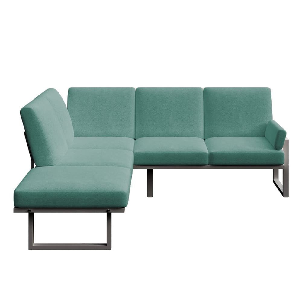 Canapé panoramique vert profond - cadre anthracite