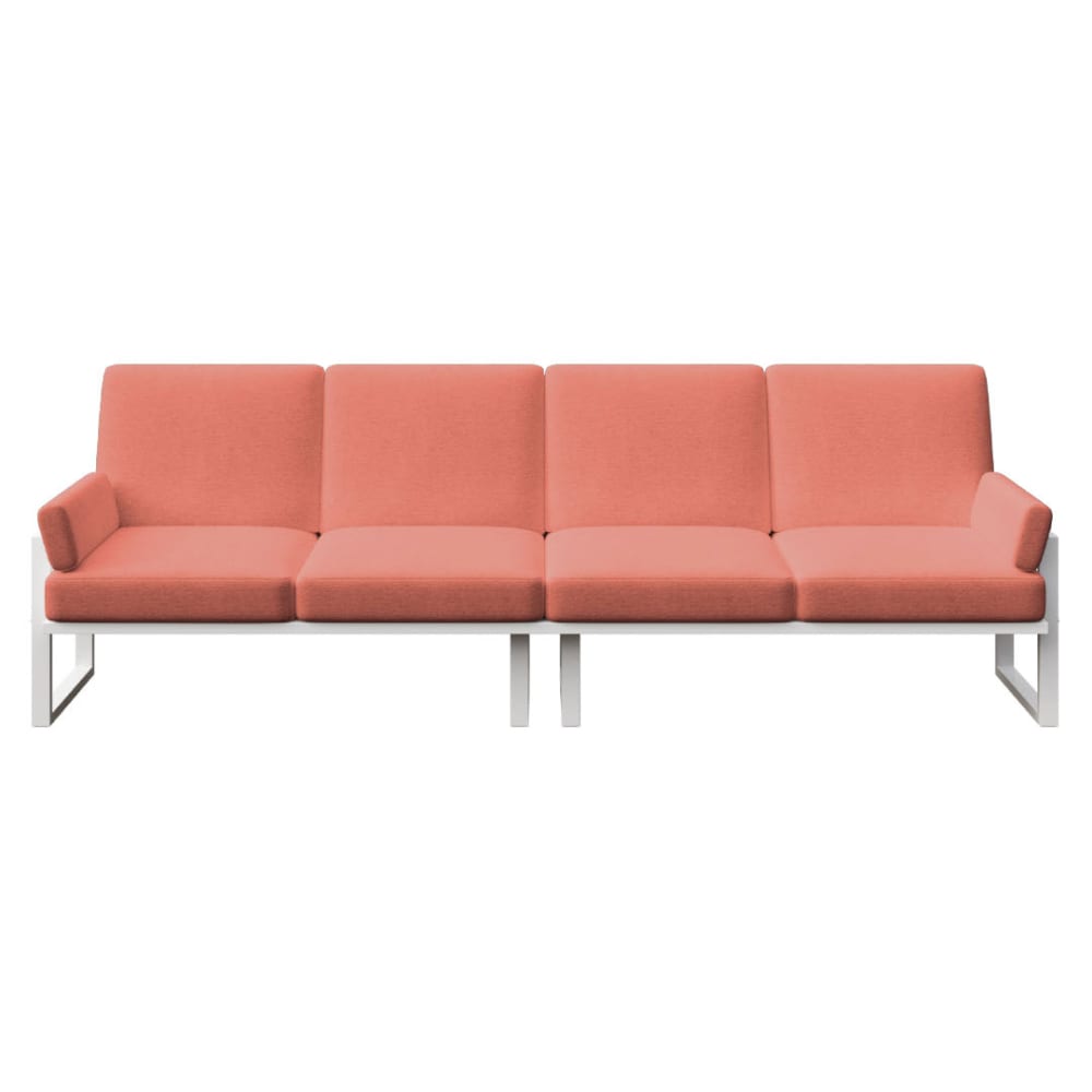 Canapé 4 places corail - cadre blanc