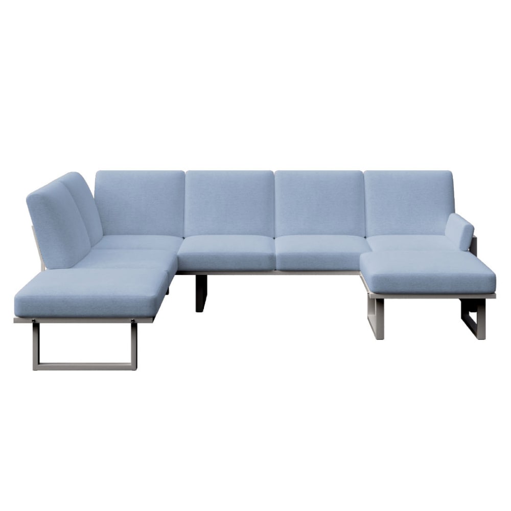 Canapé panoramique bleu clair - cadre anthracite