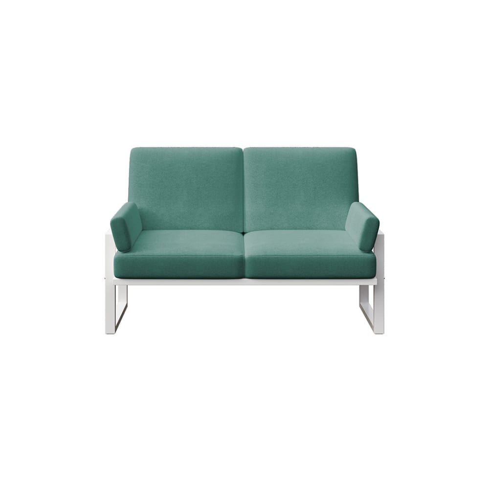 Canapé 2 places vert profond - cadre blanc