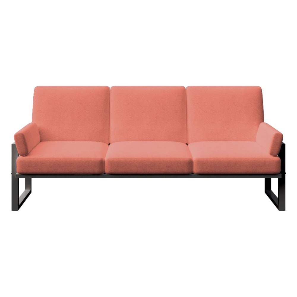 Canapé 3 places corail - cadre anthracite