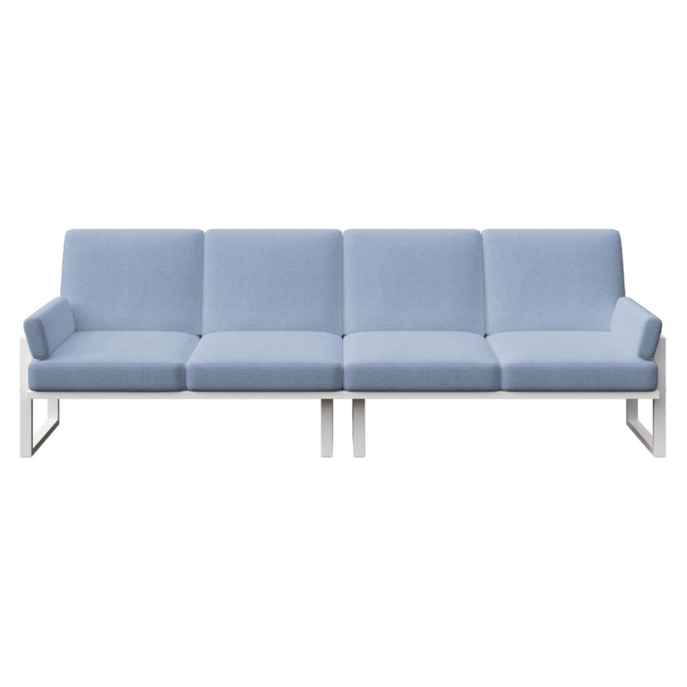 Canapé 4 places bleu clair - cadre blanc