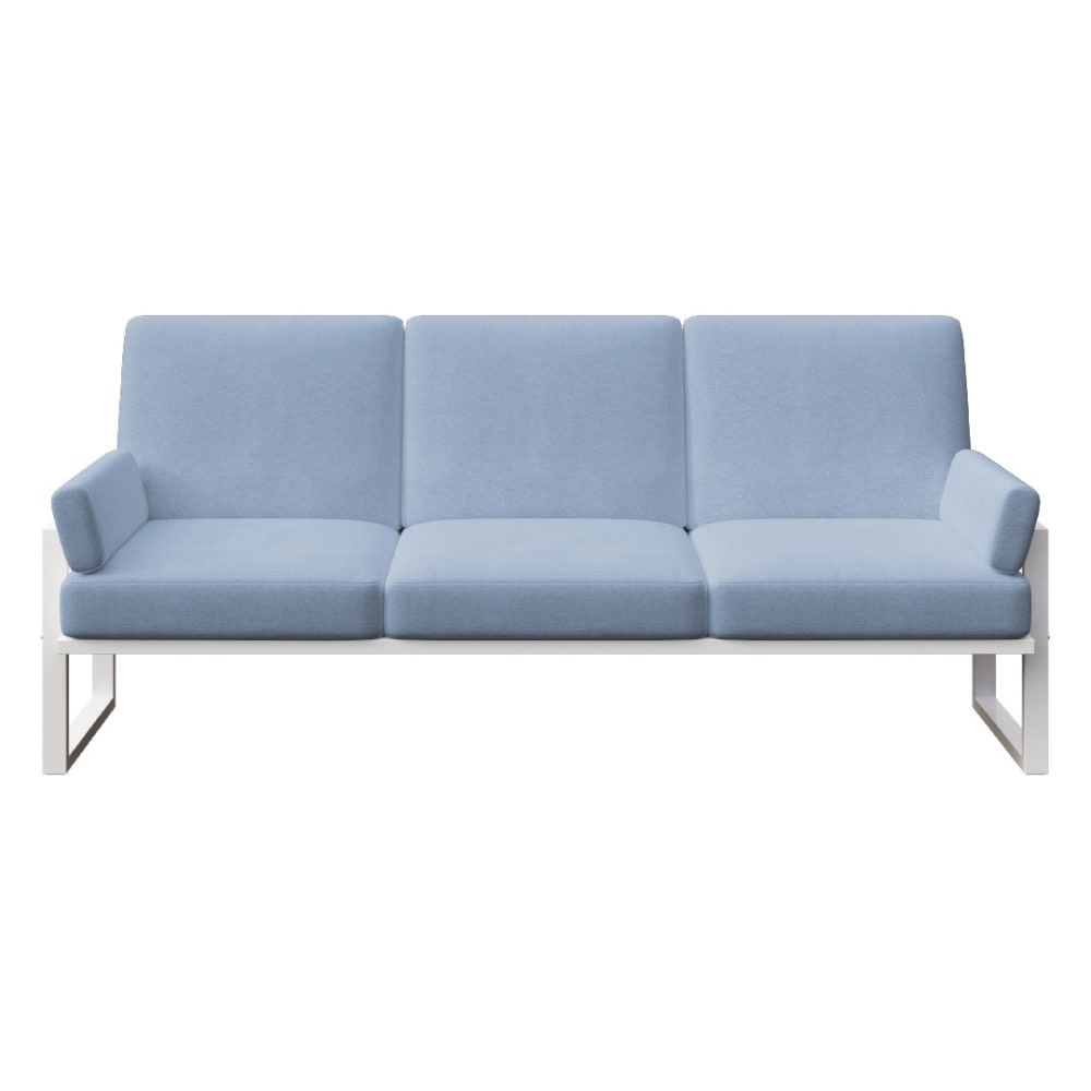 Canapé 3 places bleu clair - cadre blanc