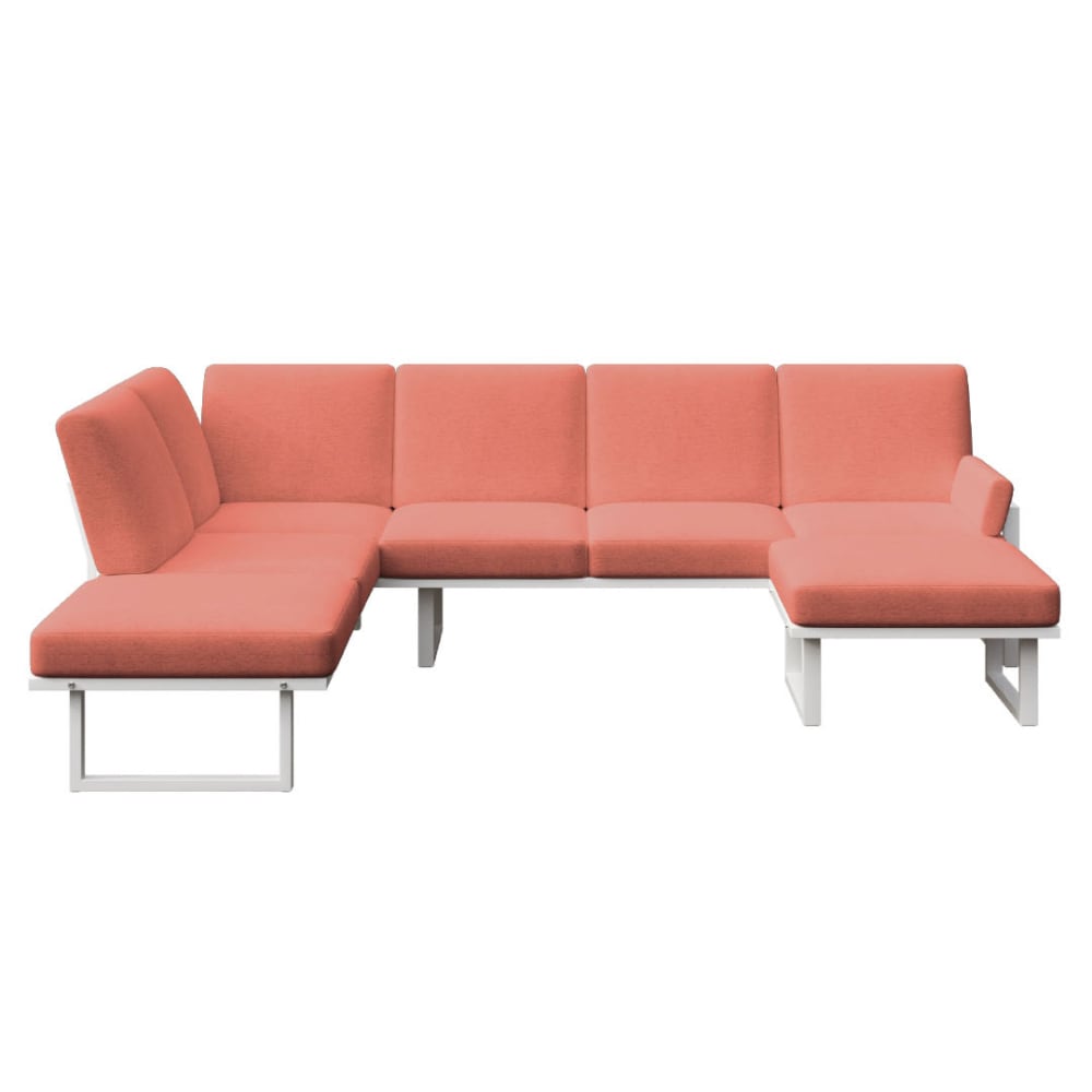 Canapé panoramique corail - cadre blanc