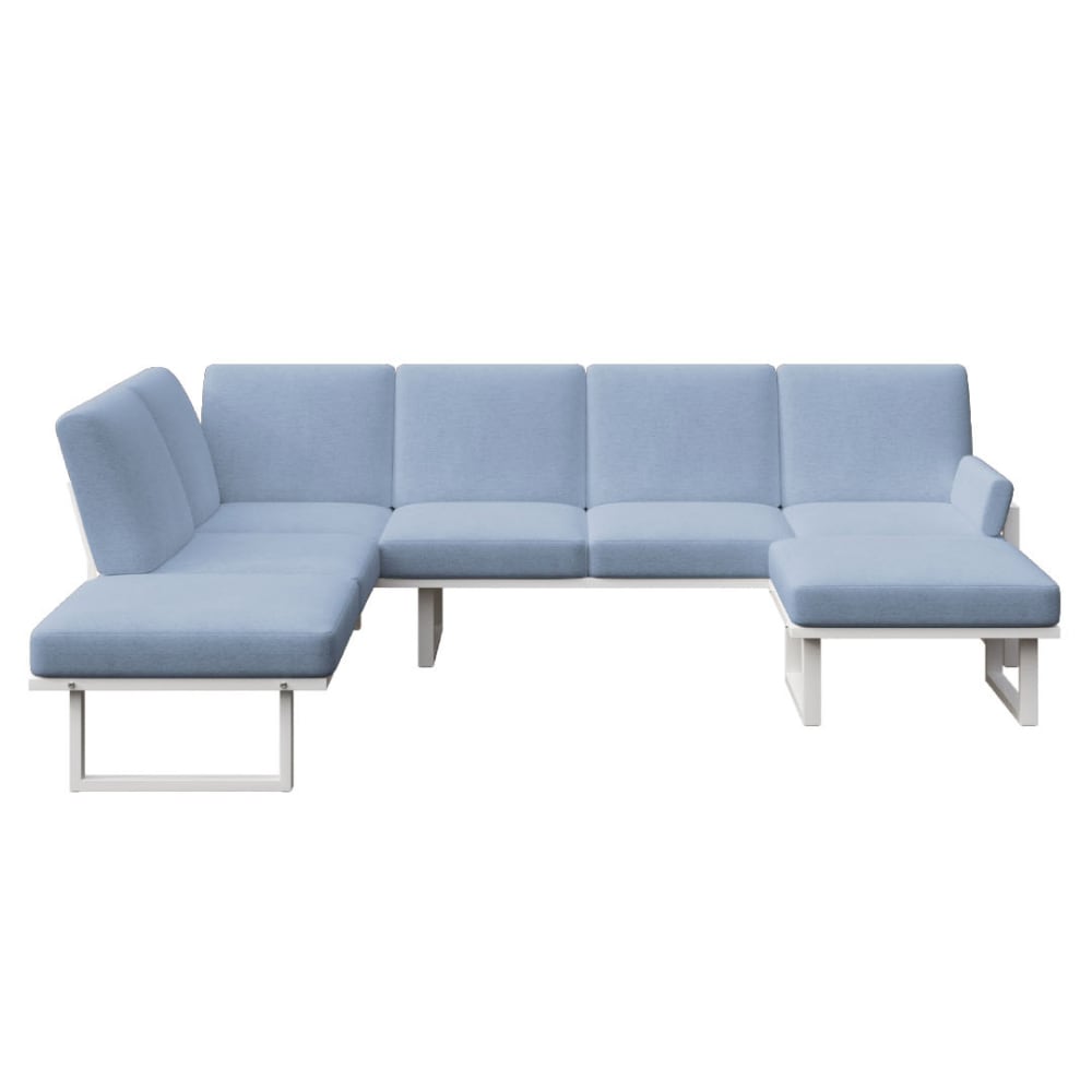 Canapé panoramique bleu clair - cadre blanc