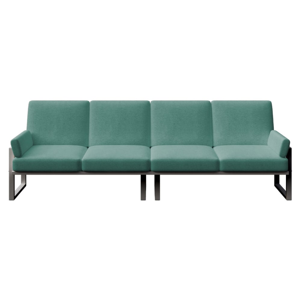 Canapé 4 places vert profond - cadre anthracite