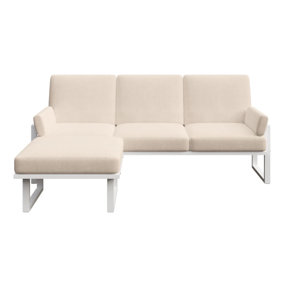 Canapé d'angle beige clair - cadre blanc