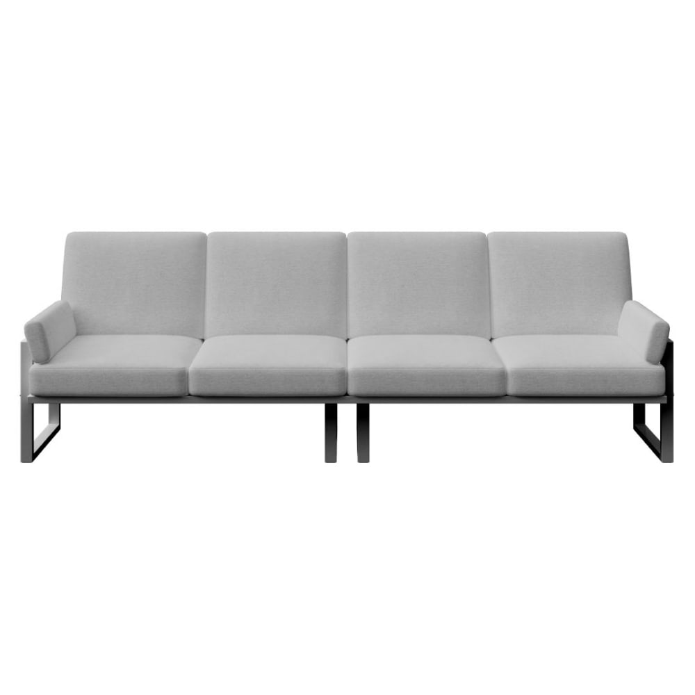 Canapé 4 places gris clair - cadre anthracite