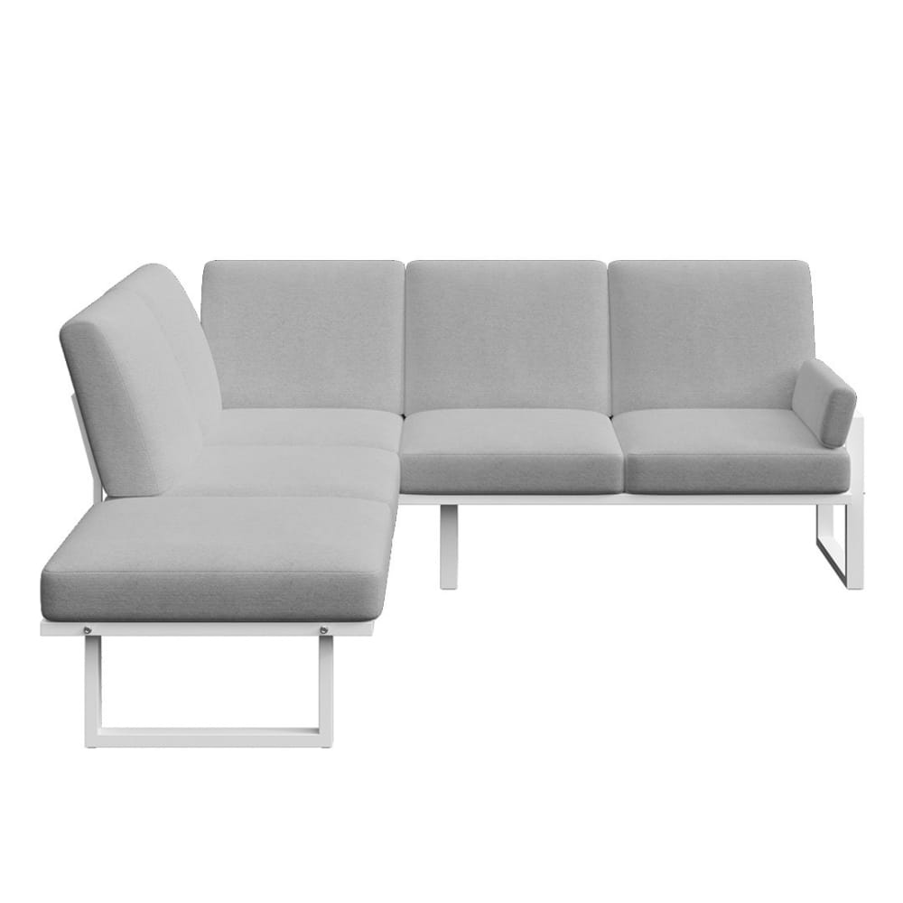 Canapé panoramique gris clair - cadre blanc