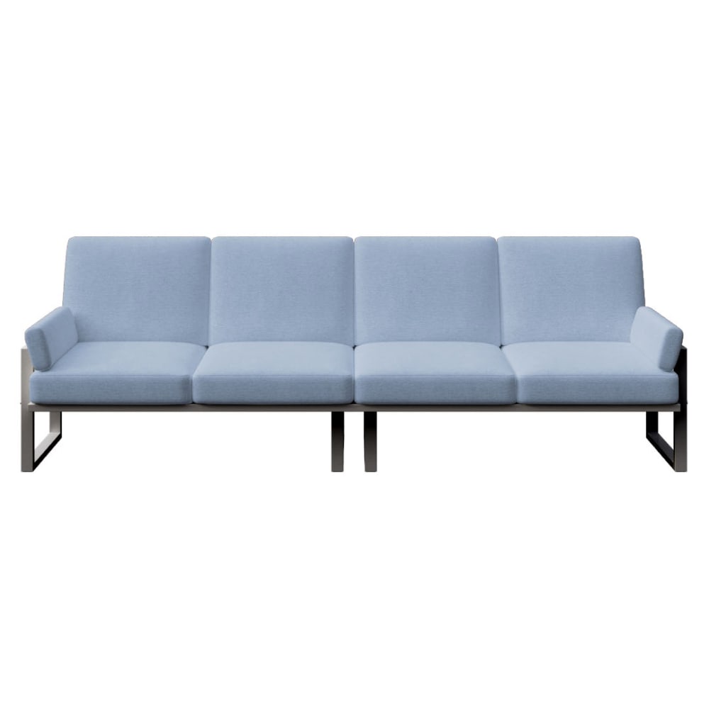 Canapé 4 places bleu clair - cadre anthracite