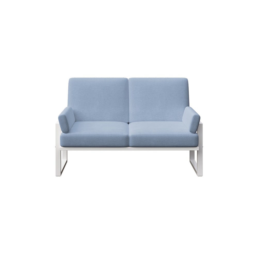 Canapé 2 places bleu clair - cadre blanc