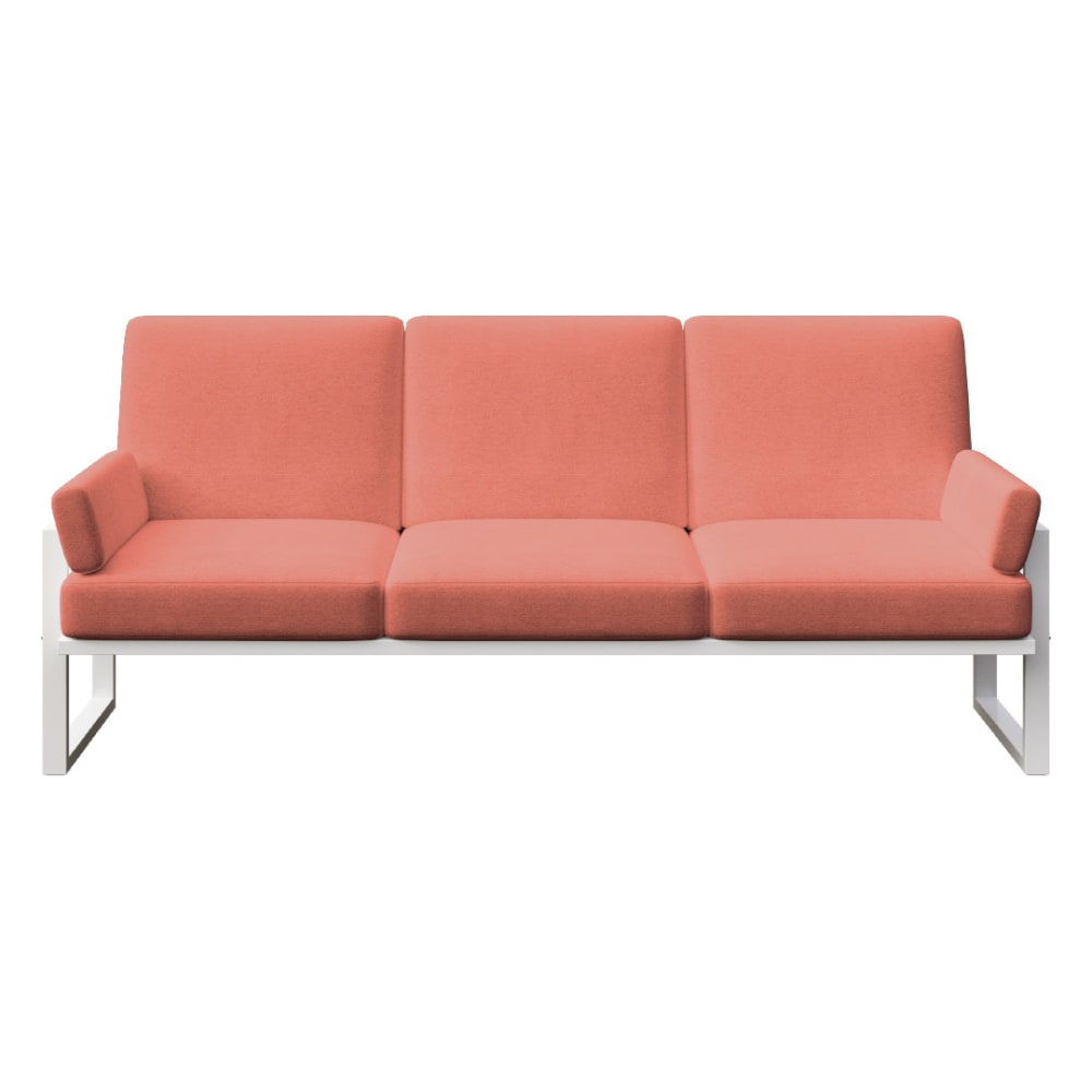 Canapé 3 places corail - cadre blanc