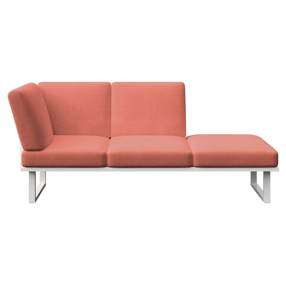 Mesonica Korallenfarbene Récamiere mit weißem Gestell style industrial Rot Stoff