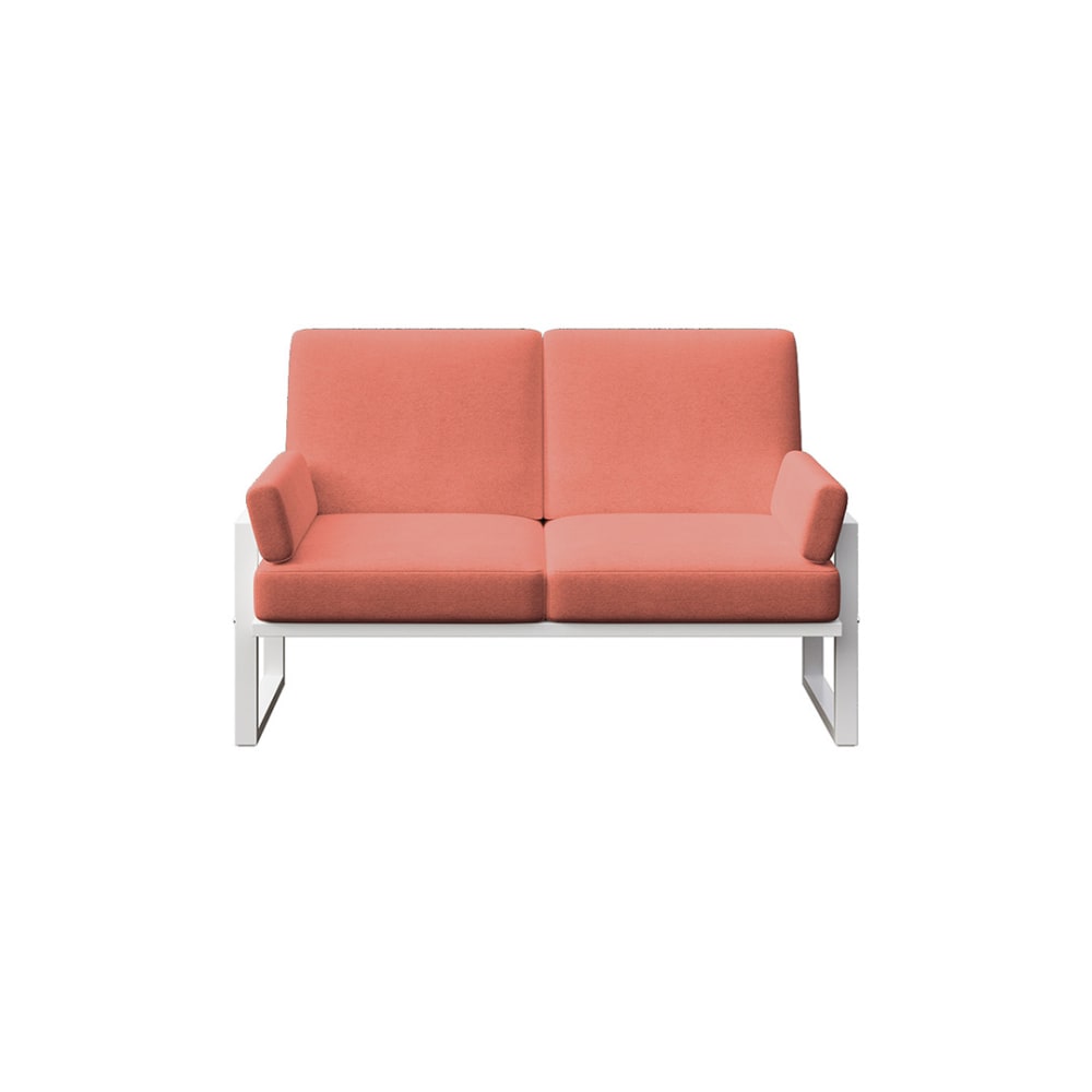 Canapé 2 places corail - cadre blanc