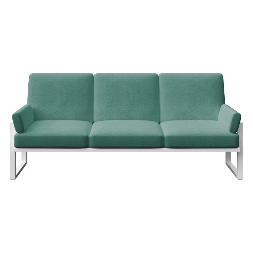 Canapé 3 places vert profond - cadre blanc