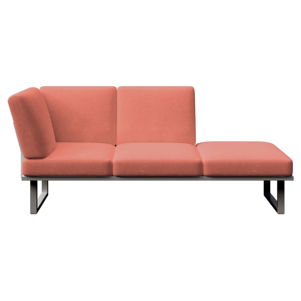 Méridienne corail - cadre anthracite