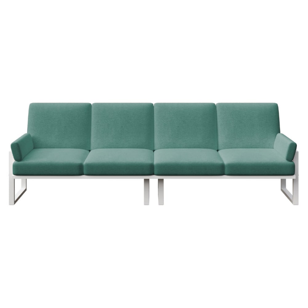 Canapé 4 places vert profond - cadre blanc
