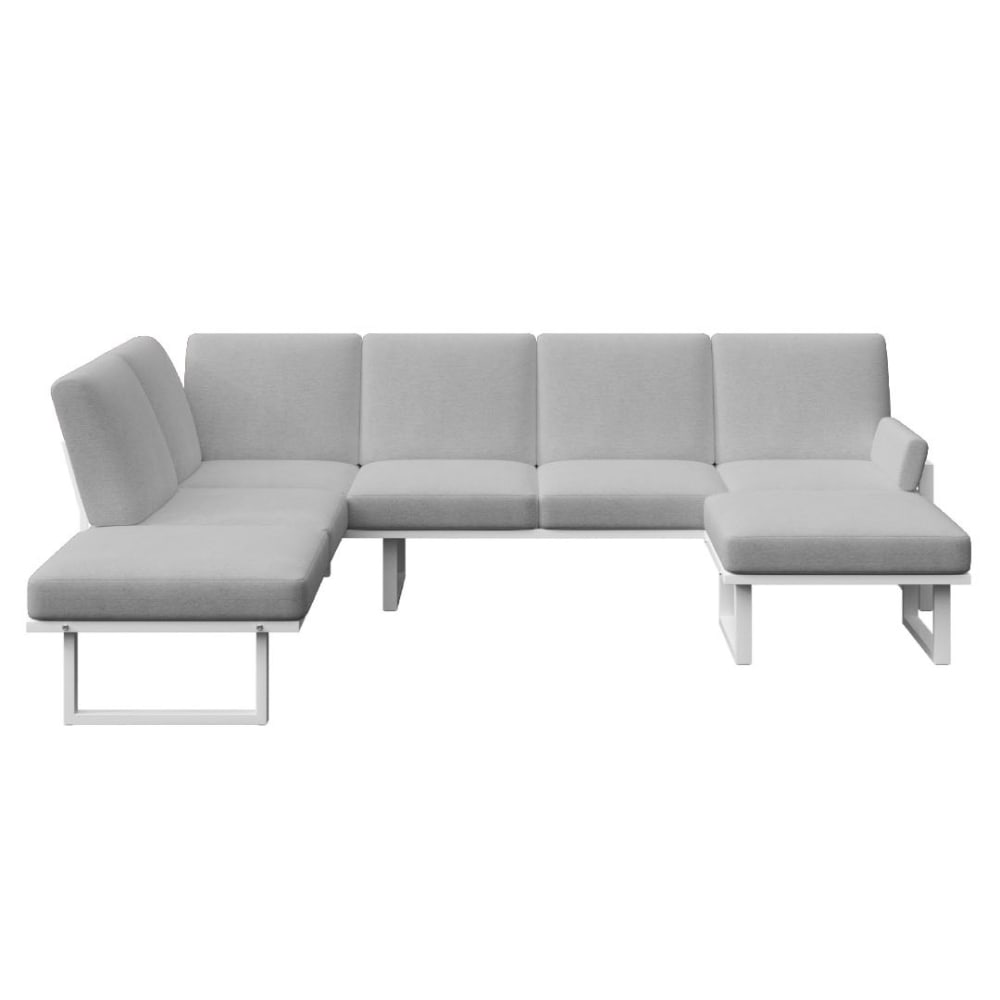 Canapé panoramique gris clair - cadre blanc