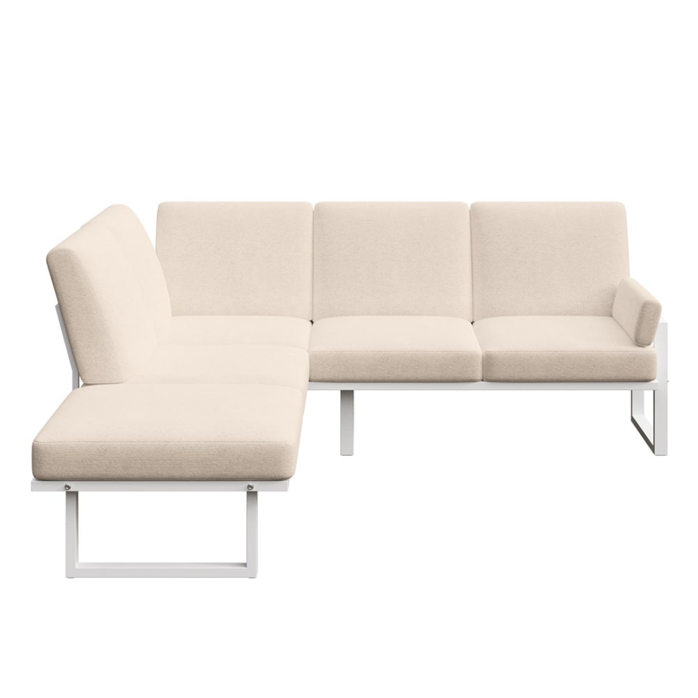 Canapé panoramique beige clair - cadre blanc