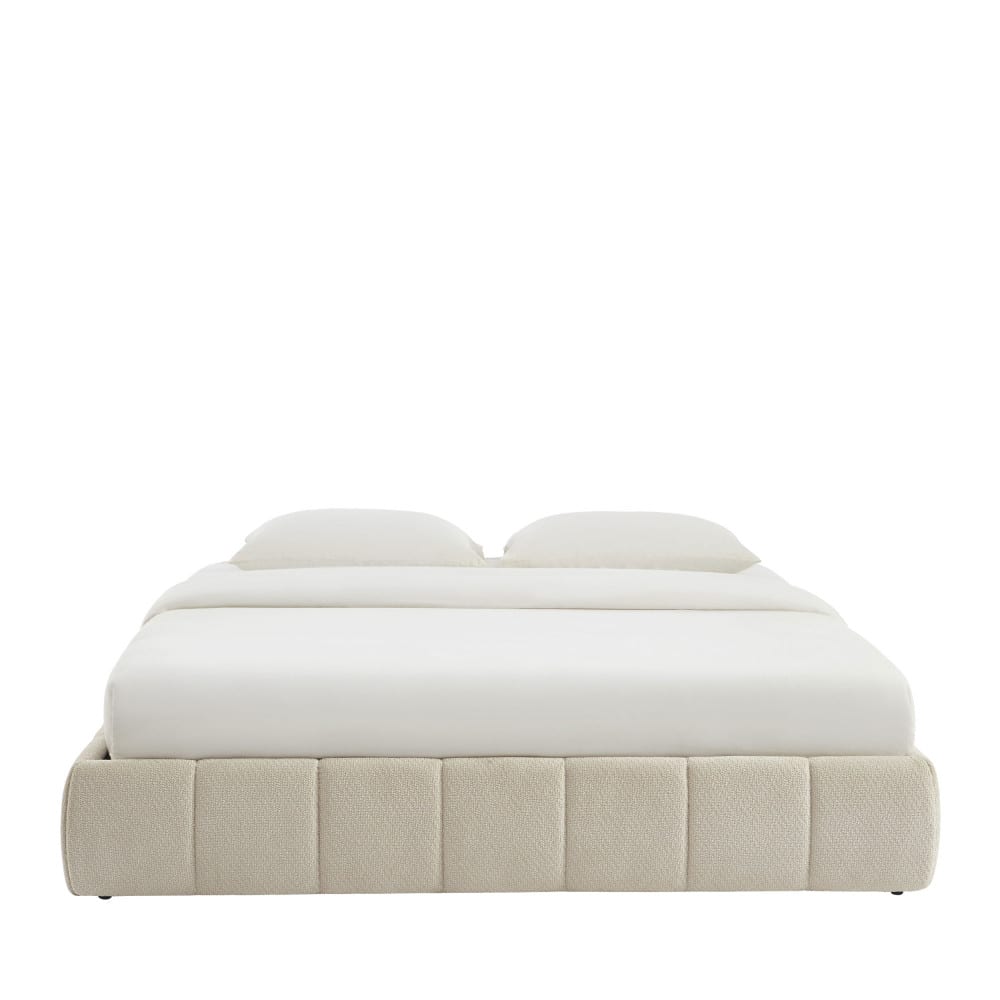 Lit coffre en tissu chenille 180x200cm - beige