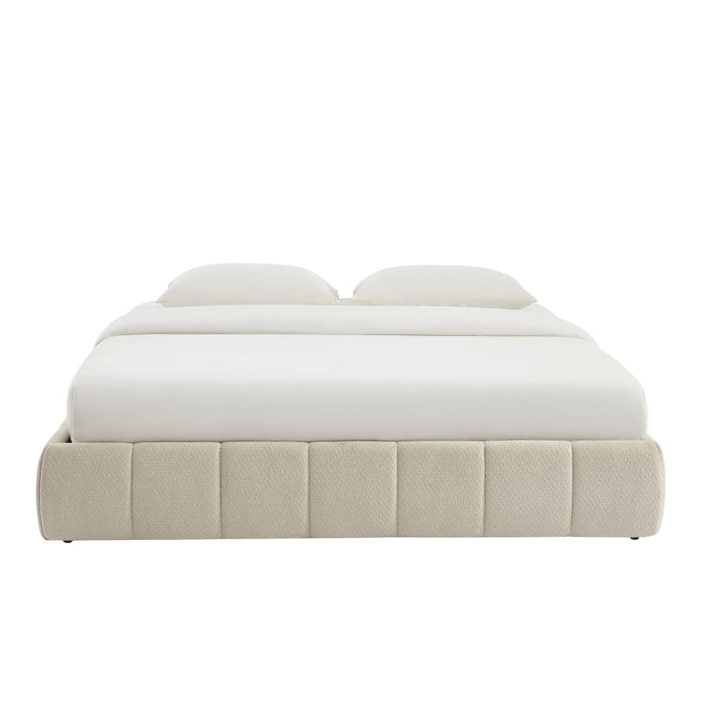 Lit coffre  tissu chenille - beige