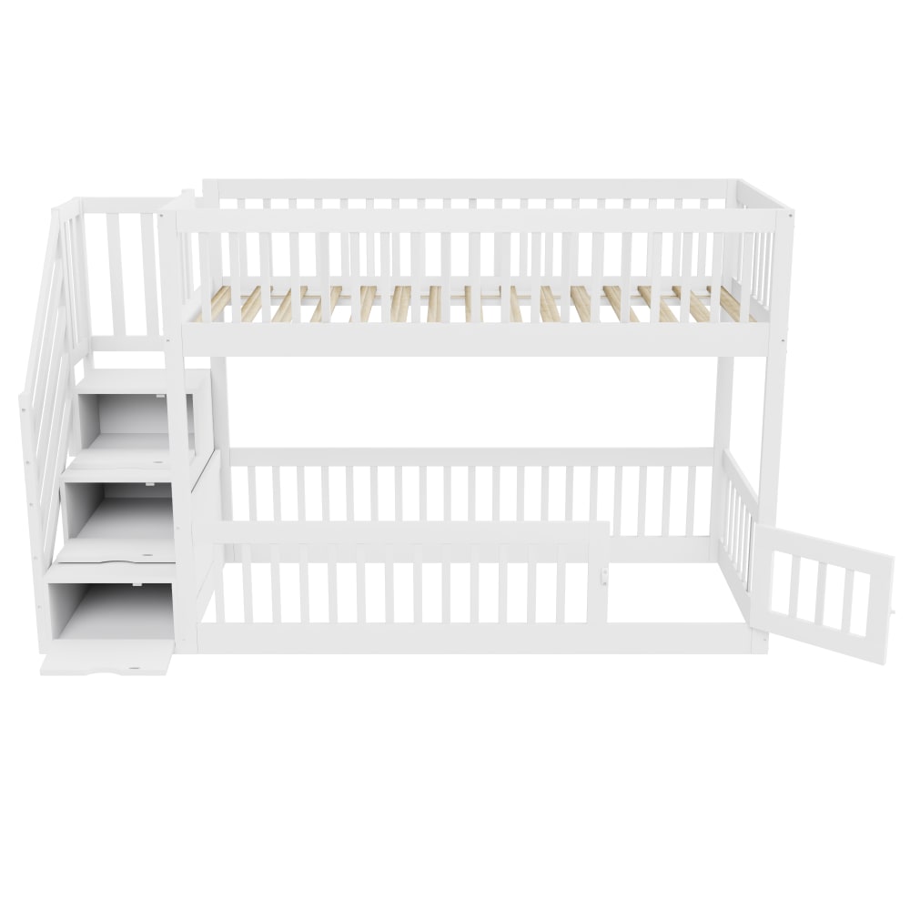 Lit mezzanine en bois blanc 90x200 cm avec sommier coffre