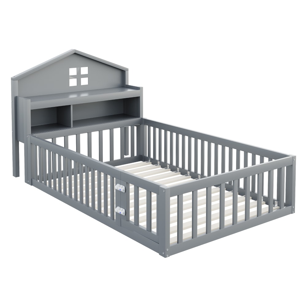 Lit enfant en bois gris - espace