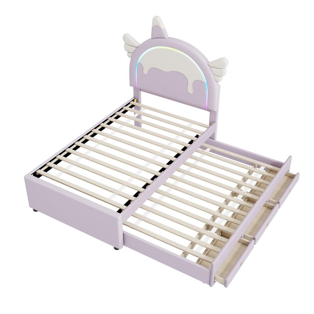Lit gigogne en cuir violet