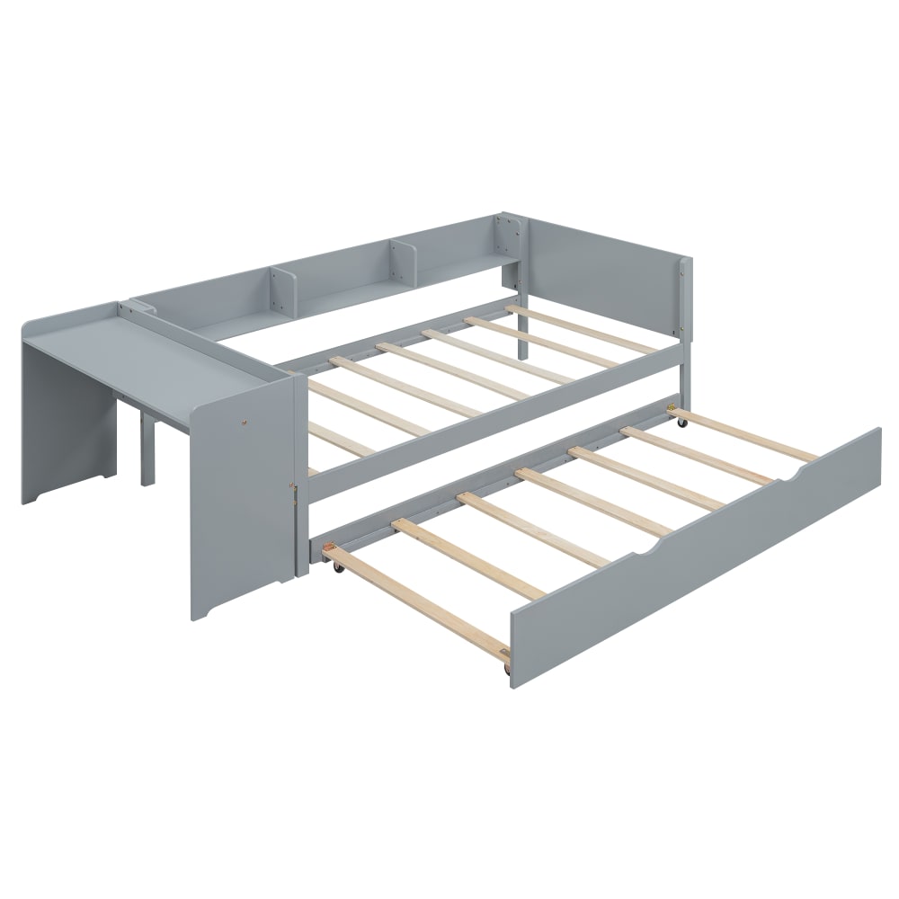Lit enfant en bois gris - bureau