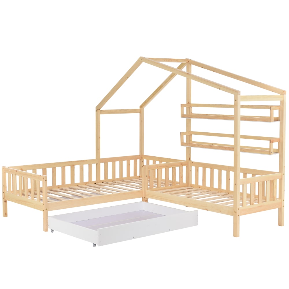 Lit enfant en bois naturel - tiroir