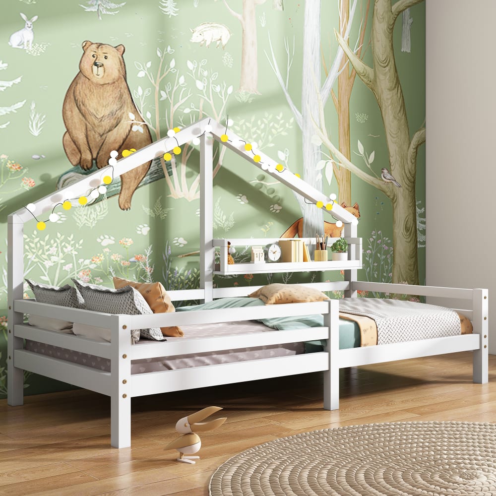 Kinderbett Holz 90x200 cm, weiß mit Kamin - Maisons Du Monde