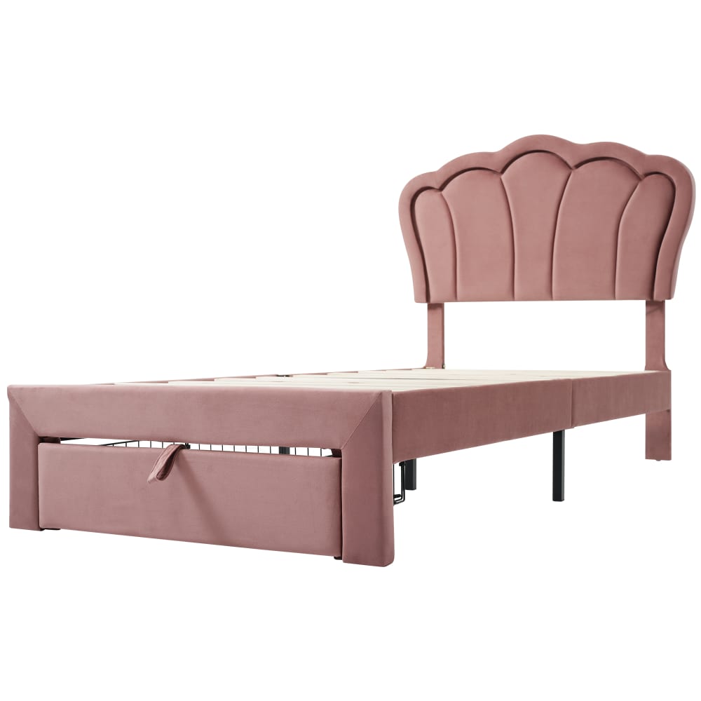 Lit enfant en velours - rose