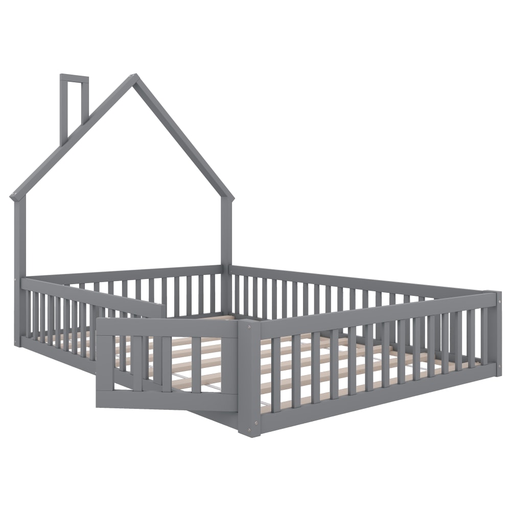 Lit enfant pin gris 140x200