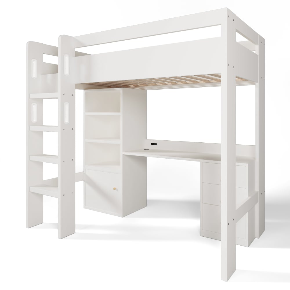 Lit enfant bois blanc - bureau