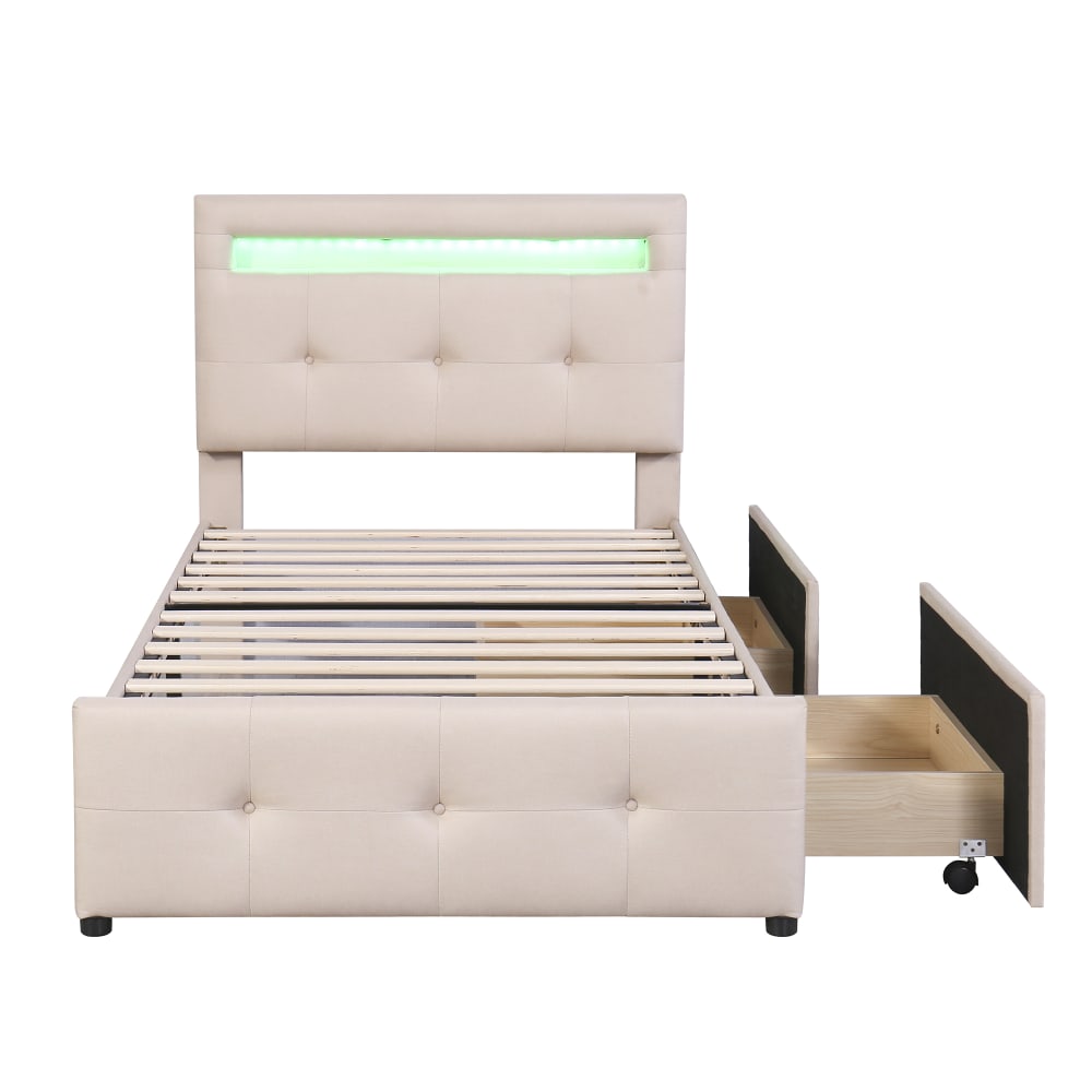 Lit enfant capitonné - beige