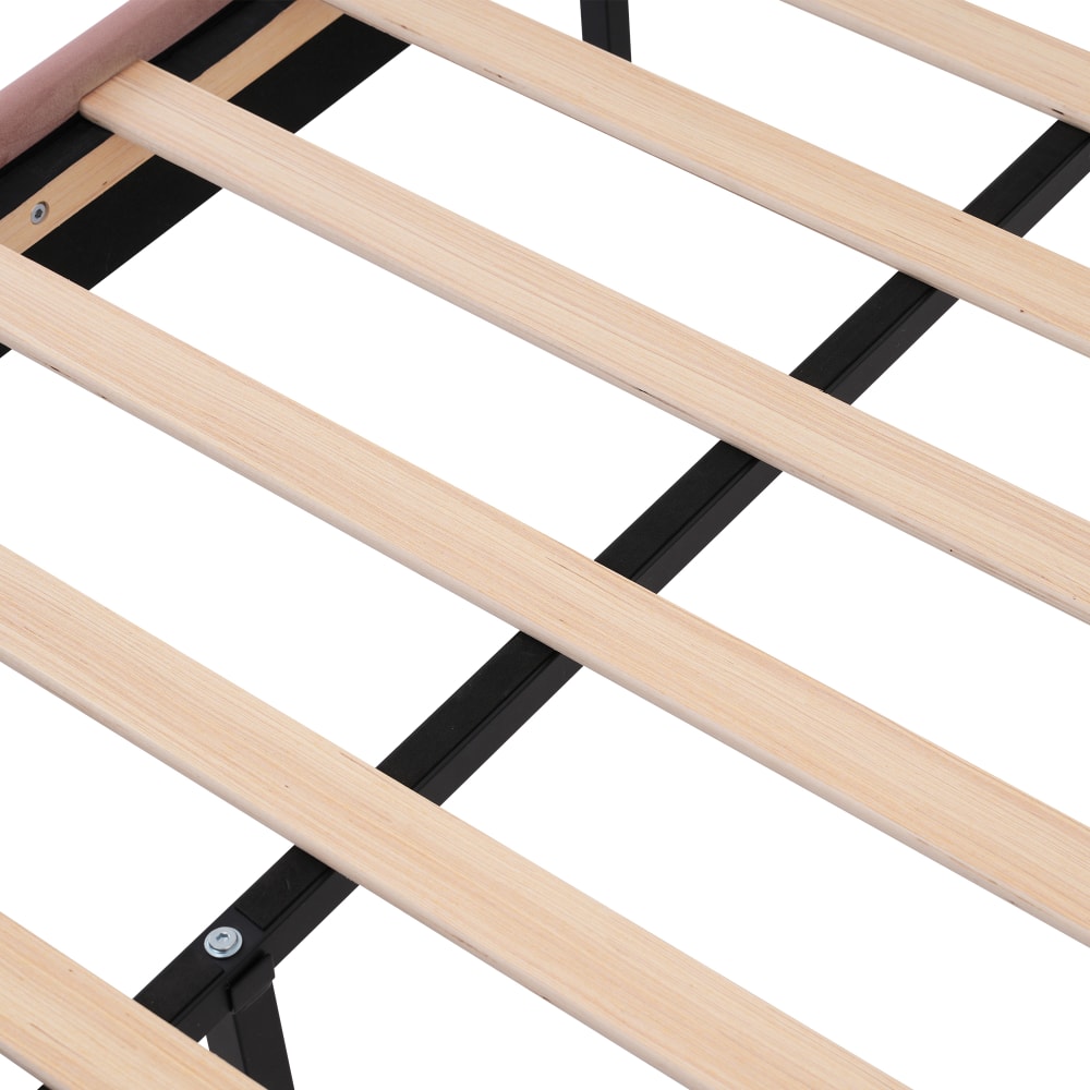 Kinderbett Samtstoff 90x200 cm, rosa mit LED - Maisons Du Monde