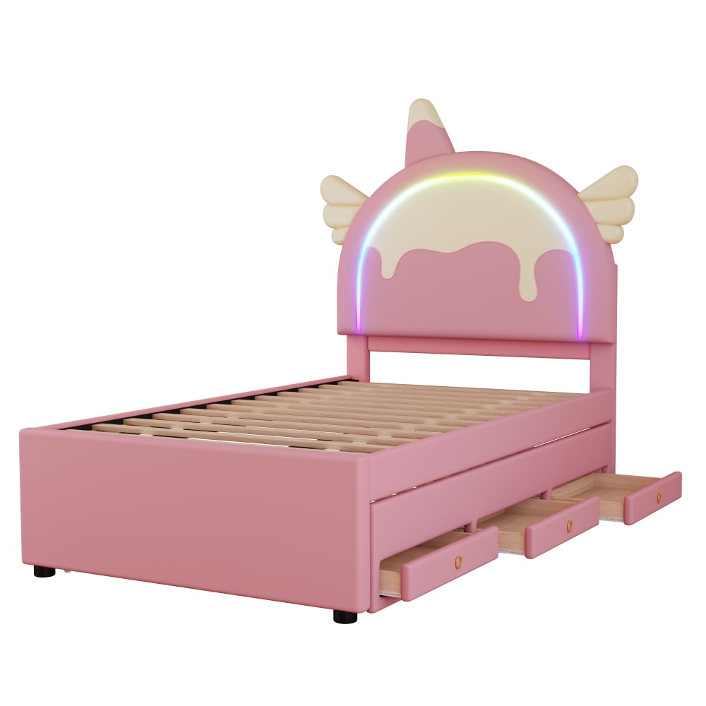 Lit gigogne cuir rose