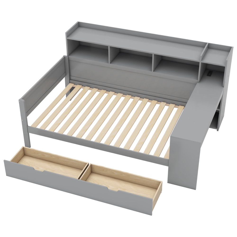 Lit enfant en gris 90x200 - bureau