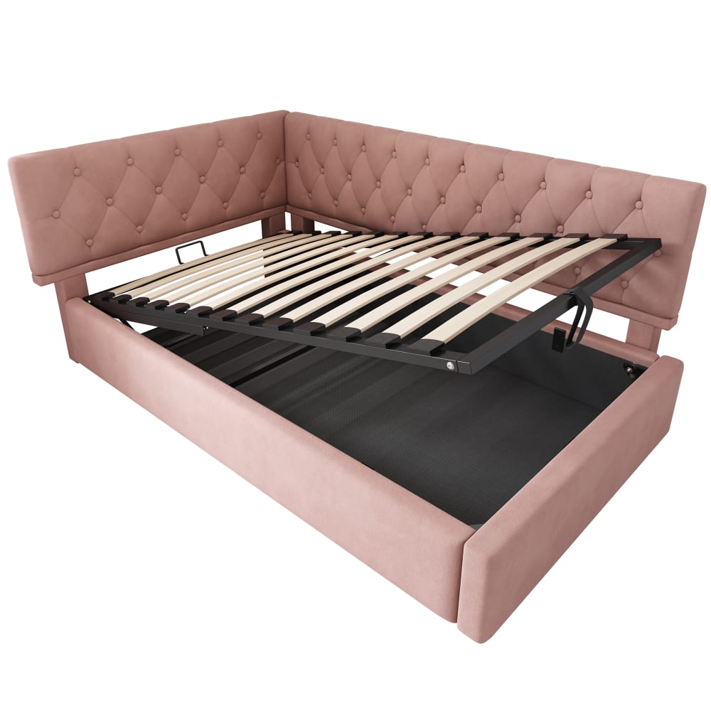 Lit enfant en velours - rose