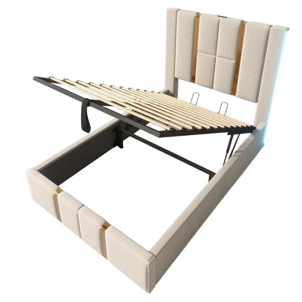 Lit enfant en lin beige - espace