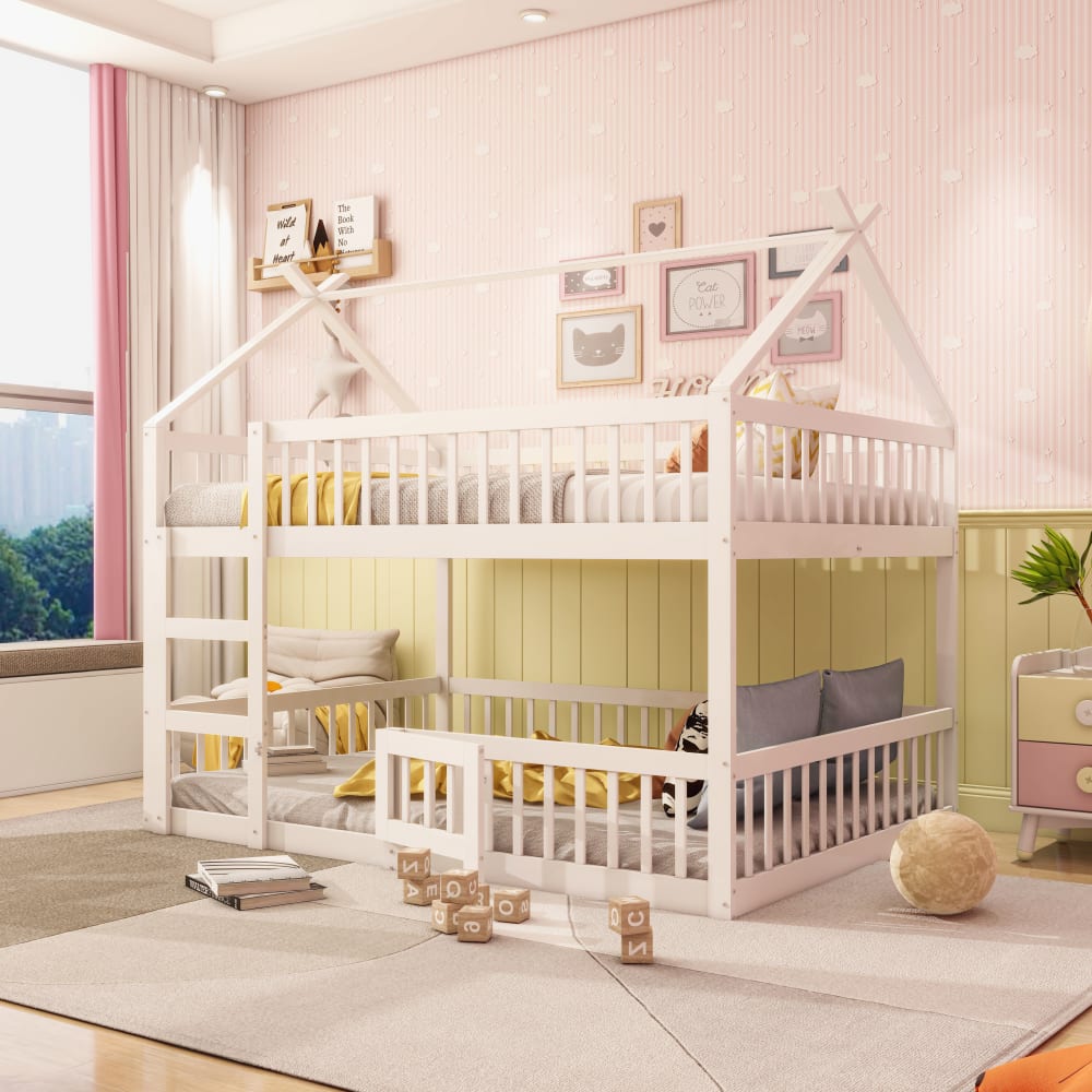 Etagenbett Holz 140x200 cm, weiß mit Treppe - Maisons Du Monde