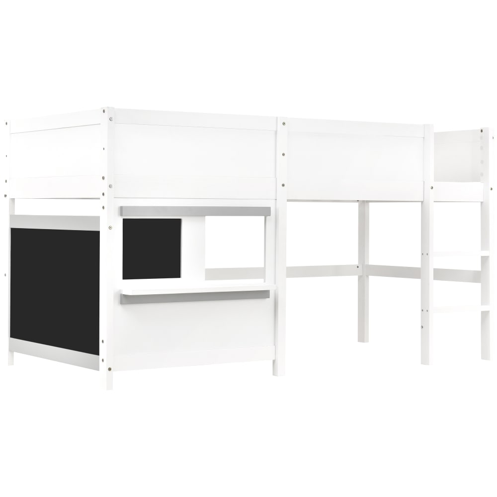 Lit superposé bois blanc 90x200 cm avec petit tableau noir