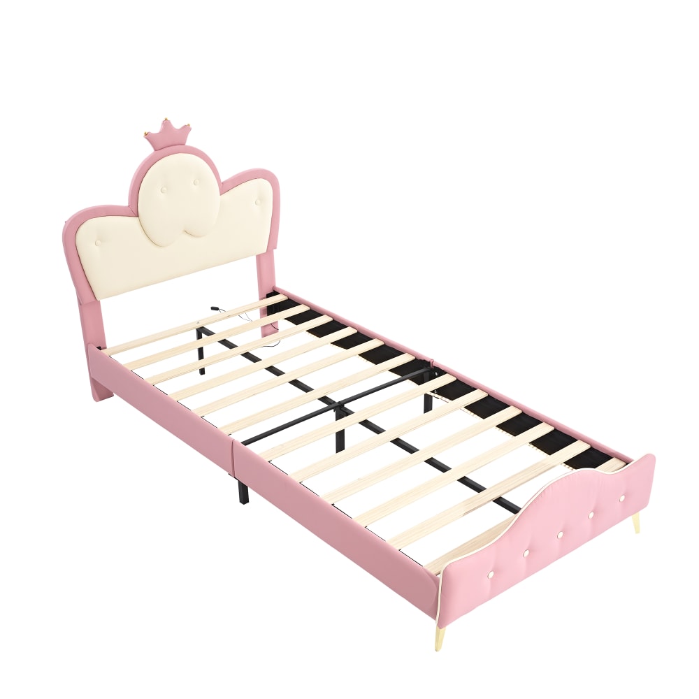 Lit enfant en similicuir - rose