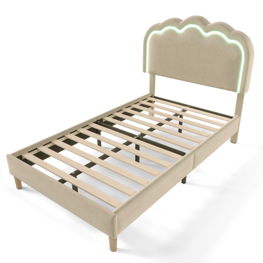 Lit enfant en lin beige