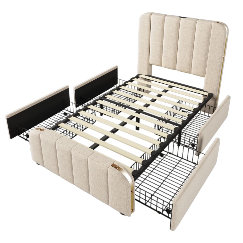 Lit enfant en lin beige - type