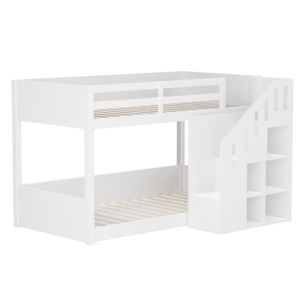 Lit superposé bois blanc - armoires