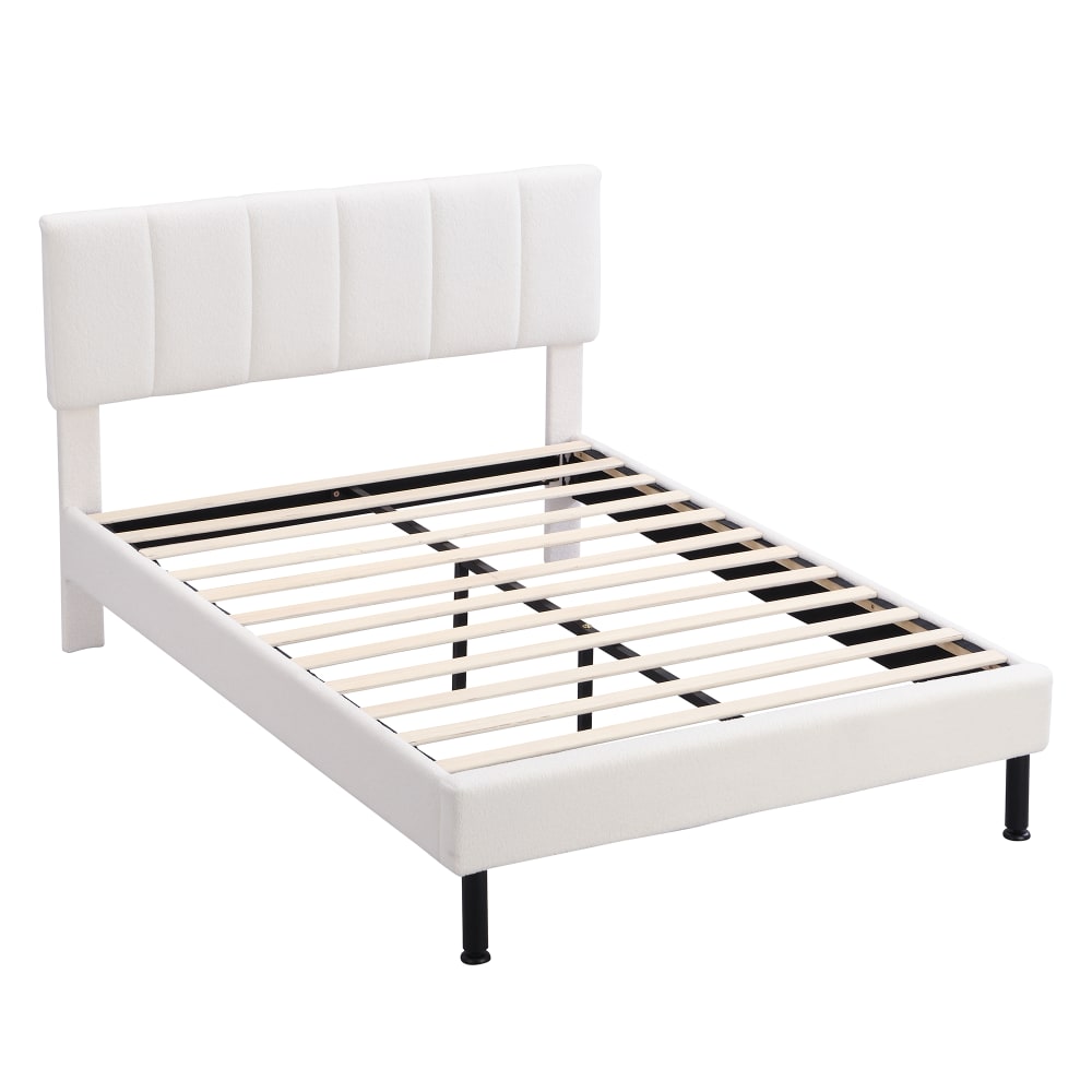 Lit enfant en sherpa beige 140x190 cm avec sommier